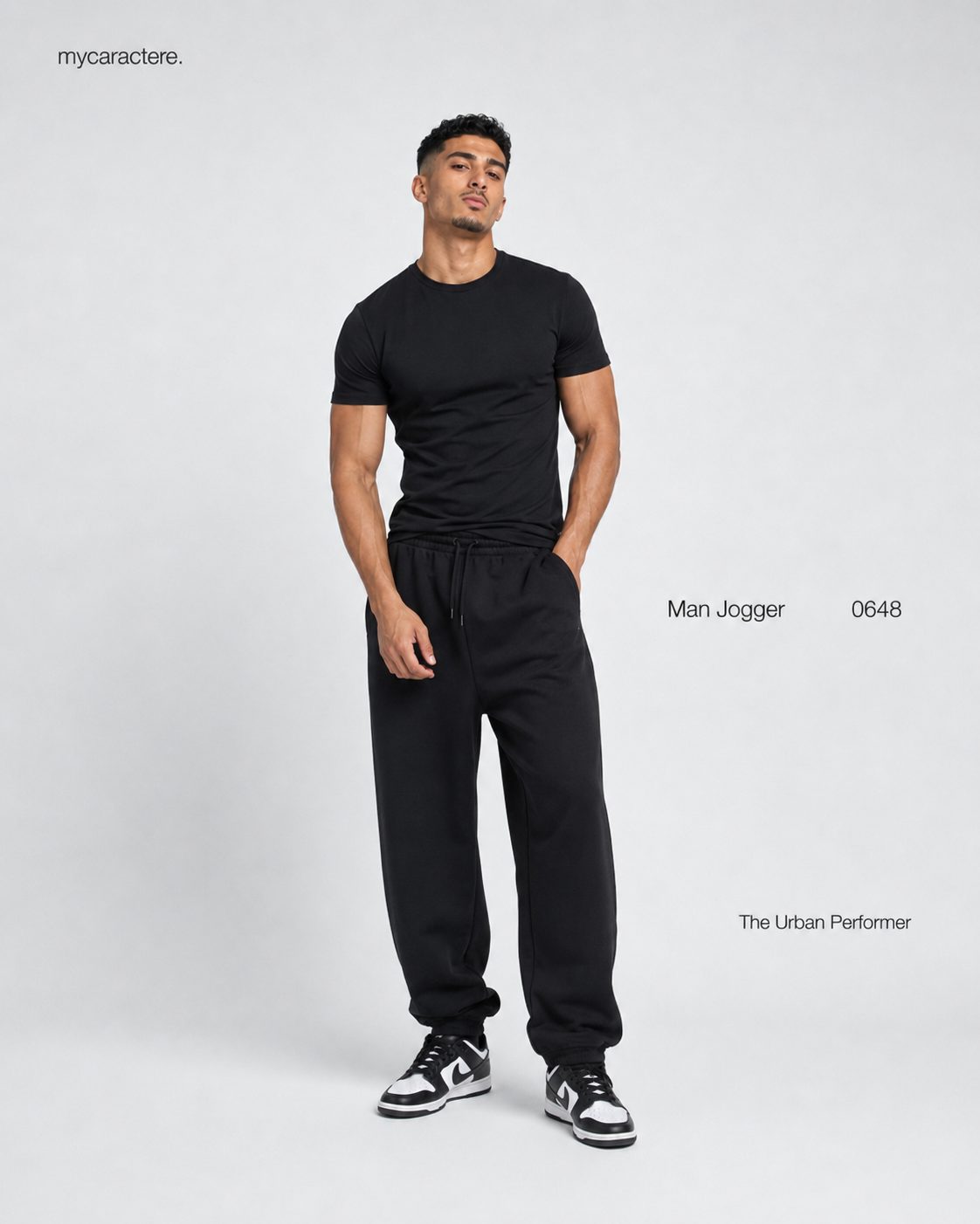 Le même ensemble avec un jogger noir, porté de face